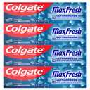 Colgate MaxFresh Cool Mint Toothpaste Pack, Fresh Breath Toothpaste with Fluoride and Hundreds of Mini Breath Strips, Leaves Mouth Feeling Refreshed for Hours, 4 Pack, 6.3 oz