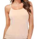 Women Camisole with Built-in Bra Cup Strap Supportive Padded Tank Top Layering Cami Undershirt for Yoga (Small, Beige)