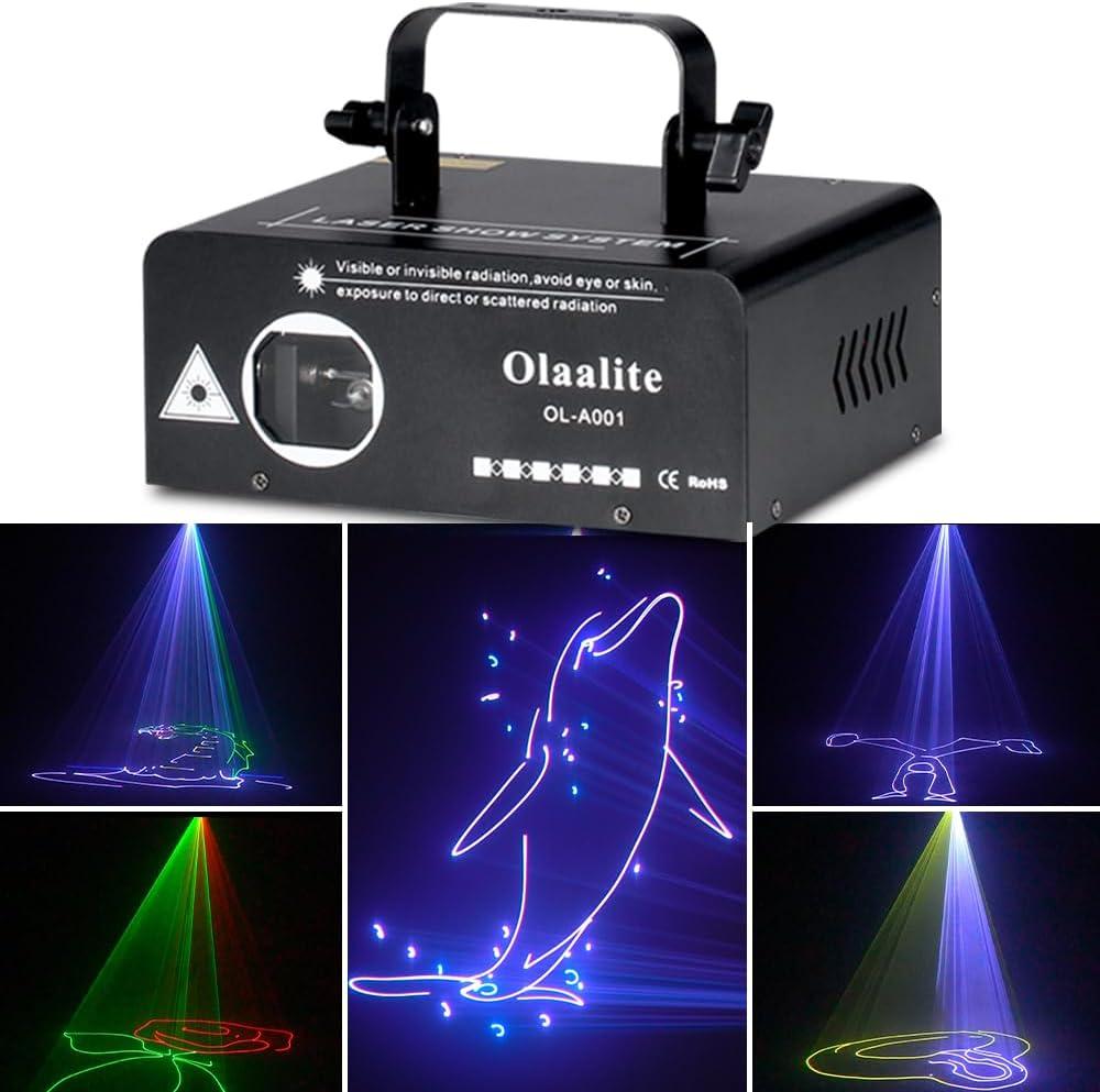Laser Lights DJ Lights, Olaalite Animation 3D Full Color Stage Laser Light with Sound Activated & DMX Control, Great for Party Disco Lights Bar Club Stage & DJ Lighting
