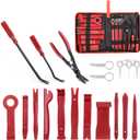 GOOACC 19Pcs Trim Removal Tool Set Panel Fastener Clips Removal Automotive Plastic Upholstery Pliers Removal Install Removal Car Tool with Storage Bag for Trim Panel Audio Clip Pliers Terminal (Red)