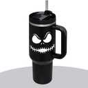 40OZ Jack Tumbler Stainless Steel Water Bottle Travel Mug Iced Coffee Cup with Handle Straw Lid Insulated Reusable Hot Cold Beverages Tumbler Smily