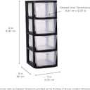 Plastic 4-Drawer Storage Tower, Clear Sliding Regular-Duty Bins for Crafts,. Toys, Classroom, Art Supplies and Home Organization - Black