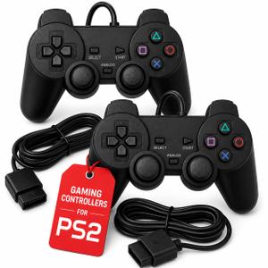 Hopevry Wired PS2 Controller | 2 Pack Compatible with Sony PS2/PS2 Slim/PS1 | PlayStation 2 Controller with Dual Vibration, Plug and Play, Ergonomic grip for extended gaming