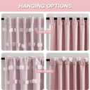 MYSKY HOME Pink Curtains for Girls Bedroom Nursery Curtain Double Layer White Pom Pom Sheer Window Panels for Kids Room Back Tab Room Darkening Window Drapes 72 Inches Length, W52 X L72, 2 Pieces