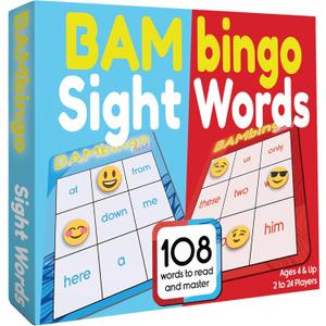 THE BAMBINO TREE Sight Word Bingo Game Level 1 and 2 - Educational Games for Kids - Learn to Read Vocabulary for Kindergarten 1st Grade - Dolch's Fry's Words Lists