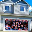 16X7Ft 4th of July Patriotic Garage Door Cover Banner Decoration American Flag Independence Memorial Day Backdrop Garage Outdoor Wall Cover Decorations Hanging Backdrop Holiday Party Background Decor (Multicolor)