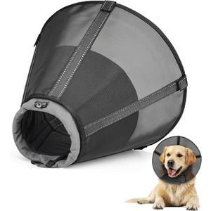 Dog Cone Collar to Stop Licking: Soft Mesh Recovery Collar After Surgery with Detachable Pad, Elizabeth Cone Alternative for Dogs, Normal Eating and Drinking,XS,Matte Black (Black, XS)