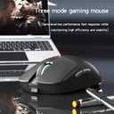 XT624 Wireless Bluetooth Mouse, LED Rechargeable Ergonomic with Multi Mode 2.4G Wireless USB +BT1+BT2, Portable Bluetooth Mouse for Laptop PC Computer (White)