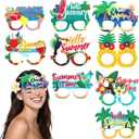 Wecoe 9pcs Hawaiian Party Glasses Beach Party Eyewear Felt Print Party Glasses - Summer Pool Beach Luau Party Sunglasses Tropical Decor