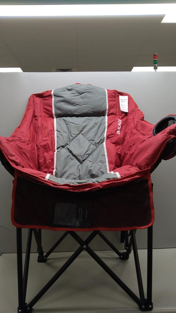 Oversized Padded Camping Chairs for Adults,Heavy Duty Support 400 Lbs,Folding Portable Lawn Chair w/Cup Holder,Cooler Bag,Side Pocket,Perfect for Outdoor Picnic,Hiking(Red), 1 Pack