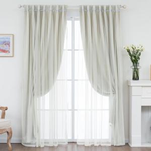 Ivory 95% Blackout Curtains with Sheer Layer - 2 Panels Double Layer for Bedroom, Living Room, Room Darkening Drapes with Back Tabs, 52" W x 96", L