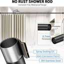 ZYRW Black Shower Curtain Rod 36-98 Inches (3-8.2ft) Non Rust Adjustable Shower Rod Spring Tension Non Slip No Drilling Stainless Steel Shower Rods for Bathroom Window