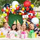 128Pcs Red Black Yellow Balloons Arch Garland Kit, with Cartoon Flash Lightning Foil Balloon,for Superhero Theme Race Car Cartoon Boy Birthday Baby Shower Party Decoration Supplies