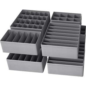 Bazasa 8 Pack Dresser Drawer Organizer Clothes Underwear Sock Storage Drawer Dividers Grey Foldable Closet Organizer Storage Box