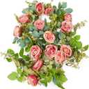 Flower Garland, Artificial Rose Vine Flowers Plants, Hanging Fake Roses Vine for Room Anniversary Wedding Birthday Christmas Arch Decor, 2 Vines Together, Floral Garland, Purple Flower (2 Vines High Realistic, High Realistic-purple-5.6ft)