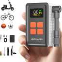 Mini Bike Tire Pump (150PSI Fast Inflation with Guage) (Presta and Schrader Valve) Portable Electric Air Pump for Road and Mountain Bicycle, E-Bike, Motorcycle, Sports Ball
