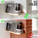 Floating Shelves for Concrete Wall: Solid Wood Shelf 15.75 and 23.6 inch with Heavy Duty Hidden Bracket for Display Books Plants Vinyl Ceramics Collectibles (Finished Solid Pine)