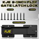 KJE 1 Pack 9-inch Flip Gate Latch Lock with Padlock Hole, 4mm Heavy Duty Aluminum Alloy Adjustable Door Latch with Mounting Screws for Shed, Fence, Double Gate, Barn, Farm Gate latches for Outdoor