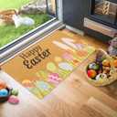 XuoAz Easter-Decorative-Welcome-Doormat Outdoor-Entrance Easter Bunny Door Mat Non Slip Coir Front Door Mats for Spring Home Decor 17" x 29"