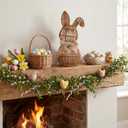 Thiccywoov Rattan Bunny with Bow Easter Decor 12" Table Rabbit Easter Decorations Spring Bunnies Decoration Statue Figurine Rattan Bunny Decor for Home Farmhouse Table Kitchen