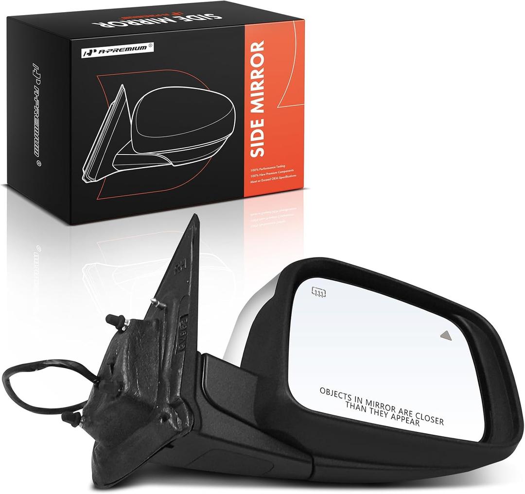 A-Premium Passenger Side Power Door Mirror - Compatible with Dodge Durango 2011-2022 - Heated Manual Folding Chrome Outside Rear View Mirror w/Turn Signal Blind Spot Detection