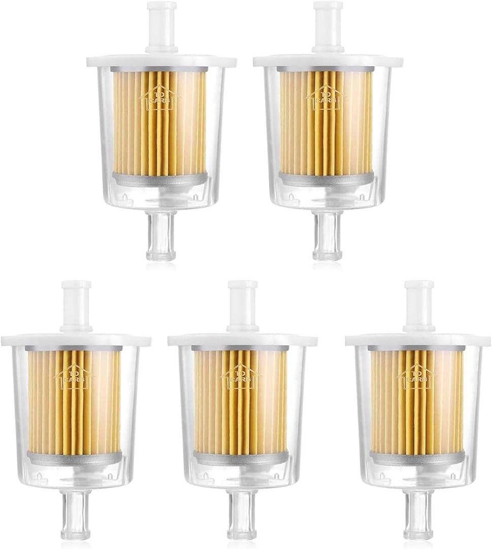 3/8Inch (10MM) ID Fuel Line kits,5Pcs Gas Inline Fuel Filter Fits 3/8inch Fuel Line, Universal 3/8" Clear Fuel Filter for Motorcycles,ATV,Lawn Mowers,Small Tractors Garden Tillers