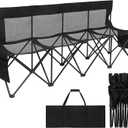 Soccer Bench- Folding Team Bench Soccer 4 Seats with Mesh,Black