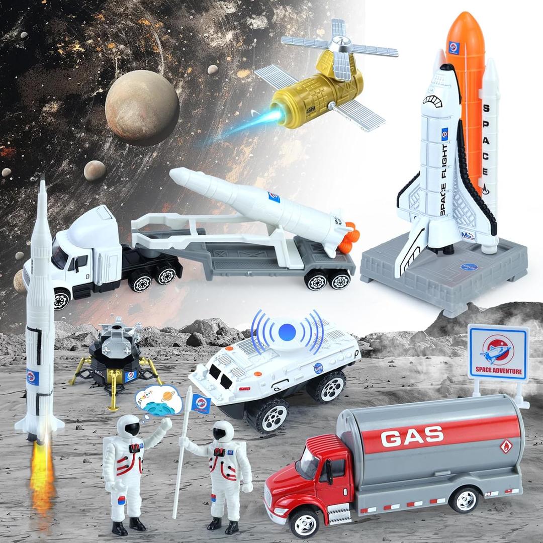 CORPER TOYS Space Toys Set with Astronaut Figurines,Vehicles,Rocket Ship,Space Shuttle Toys for Kids Boys Girls Outer Space Playset Gift for Birthday Christmas