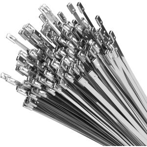 XINGO 11.8 Inch Metal Zip Ties (200 Pack), 304 Stainless Steel Heavy Duty Zip Ties, 300lbs Tensile Strength, Multi-Purpose Self-locking Cable Ties for Exhaust Wrap, Outdoor and Canopy Etc