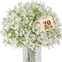Sukh 20 Babys Breath Artificial Flowers - White Fake Flowers Baby's Breath Gypsophila Realistic Bouquet Flores Artificiales para Decoracion Plants for Wedding Table Centerpieces, Home Decoration