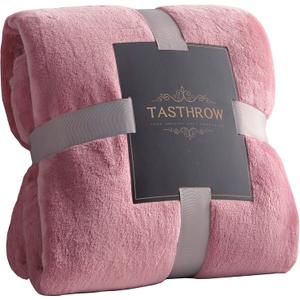 TASTHROW Large Flannel Fleece Throw Blanket, 5070 Inch - Cozy Lightweight Thick Blanket - All Seasons Suitable for Women, Men and Kids (Pink)
