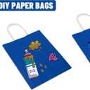 Toovip 50 Pack 8x4.75x10 Inch Medium Royal Blue Kraft Paper Bags with Handles Bulk, Gift Wrap Bags for Favor Grocery Retail Party Birthday Shopping Business Goody Craft Merchandise Take Out sacks