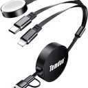 Temdan for Retractable Multi Charging Cable, 3 in 2 USB C Cable for Apple Watch Charger/USB C/Lightning, Retractable Car Charger for Multi Travel Essentials for iWatch & iPhone 17-12