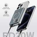 for MagSafe Battery Pack 10000mAh, 20W Ultra Slim Portable Phone Charger with LED Display, Magnetic Power Bank for iPhone 15/14/13/12 Series (Space Gray)