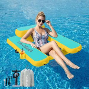 CALOBANA Inflatable Floating Chair, Heavy Duty Pool Floats Adult Lounger, Portable Water Float Chair for Swimming Pool, Lake and Beach