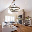 HHR 2-Tier Wagon Wheel Chandelier 54-Light 60" Large Farmhouse Chandelier