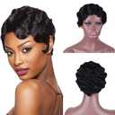 Brybana Short Wavy Wig - Curly Black Cute African Wigs for Women & Moms - Real, Retro, Natural-Looking