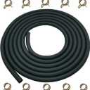 YAMAKATO 10 Feet 1/4 Inch ID Fuel Line Hose for Kawasaki Kohler Briggs & Stratton Small Gas Diesel Powersports Engines and Generators w/ 20 Clamp Rubber Black