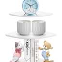 Greensen Floating Corner Shelf 3 Tiers Wall Mounted Shelves Radial Shape for Home Decor Bedroom Living Room Bathroom Kitchen Office, White