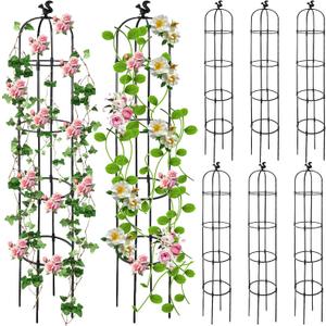 Yaocom 8 Pack 6Ft Garden Obelisk Trellis for Climbing Plants Outdoor Metal Garden Trellis Rustproof Rose Trellis Support Plant Pots Tall Tower Plant Trellis for Garden Climbing Vines Flowers, 75 inches tall, 11 inches diameter