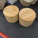2Pcs Bamboo Salt Cellar Spice Storage Box with Magnetic Swivel Lid & Spoon for Pepper, Table Salt, Gourme