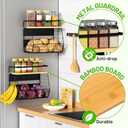 Magnetic Shelf for Fridge with Wood Lid, Fruit Potato and Onion Storage Bins, Pantry Organizers & Storage, Large Container Magnetic Spice Rack for Refrigerator, Kitchen Counter, Cabinet (1, Black)