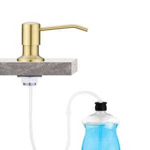 Fonveth Built in Sink Soap Dispenser with 47'' Tube for Kitchen Sink Brushed Champagne Gold Stainless Steel Pump Head with 17 OZ Bottle
