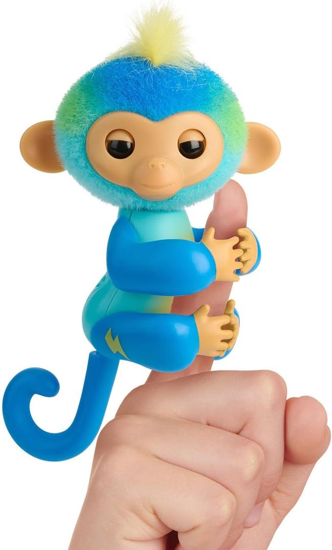 Fingerlings 2023 NEW Interactive Baby Monkey Reacts to Touch  70+ Sounds & Reactions  Leo (Blue)
