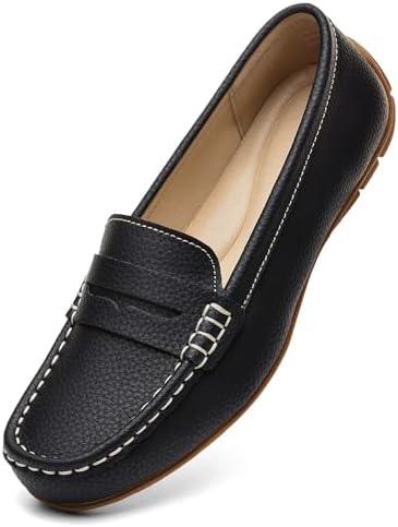 KORDAL Women's Comfortable & Lightweight Leather Penny Loafers Slip-Ons Cute Business Casual Dress Shoes Work Office Flats Everyday Walking Shoes Driving Mocs for Women US 8.5