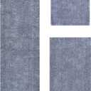 Better Trends Luxury 3 Piece Set Bathroom Rugs 100% Cotton Bath Rug Soft, Water Absorbent, Reversible, Machine Washable for Bathroom Decor Toilet Base Contour and Runner Mat Silver Lux Collection (3pc (20x20 | 21x34 | 20x60))