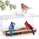 Window Bird Feeder with Non-Marking Self-Adhesive Hooks, Clear and Transparent, Outdoor Wild Bird Watching Gift, Garden Decor (Standard)