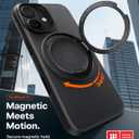 TORRAS 360 Magnetic Stand for iPhone 17 Case, [Rotatable Sturdy Kickstand][Fit for MagSafe][4X Mil-Grade Shockproof] Slim Translucent Phone Cover, Camera Button, Obsidian Black, Ostand O3 Fitness