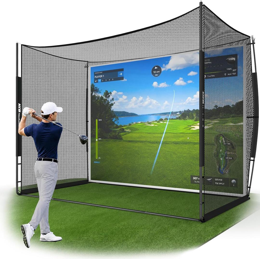 Haokelball Golf Practice Net 10x8FT Driving Hitting Net & Simulator Cage