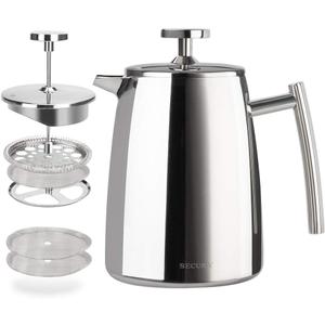 Secura French Press Coffee Maker, 17-Ounce, 304 Stainless Steel Insulated Coffee Press with Extra Screen